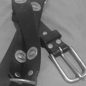 Vintage Indian Motorcycle  leather and metal belt